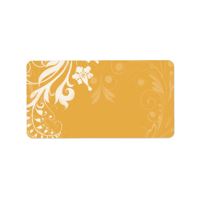 Mariage floral jaune safran blanc Étiquette de adr (Devant)