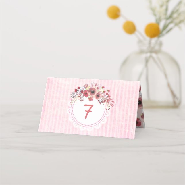 Mariage floral Mauve Coral Cartes Numéro de tablea (Devant)