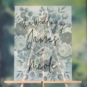 Mariage floral moderne bleu foncé et blanc
