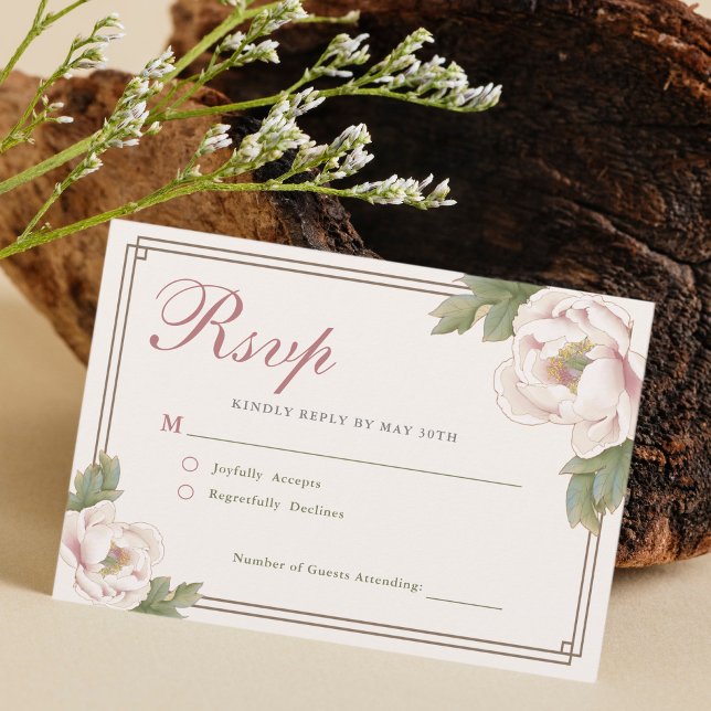 Mariage floral moderne Retro rose Peony RSVP (Créateur téléchargé)