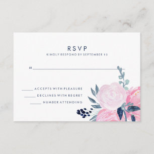 Mariage floral moderne rose et marine RSVP