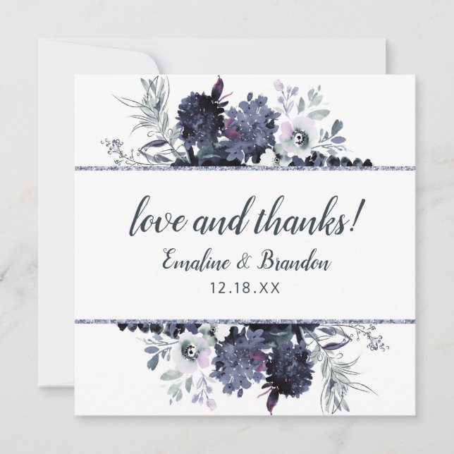 Mariage floral Nocturne Amour et Merci Carré (Devant)