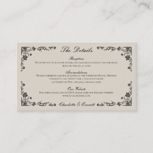 Mariage Floral noir Détails Carte de boîtier