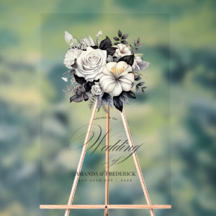 Mariage floral noir et blanc intemporel de bienven