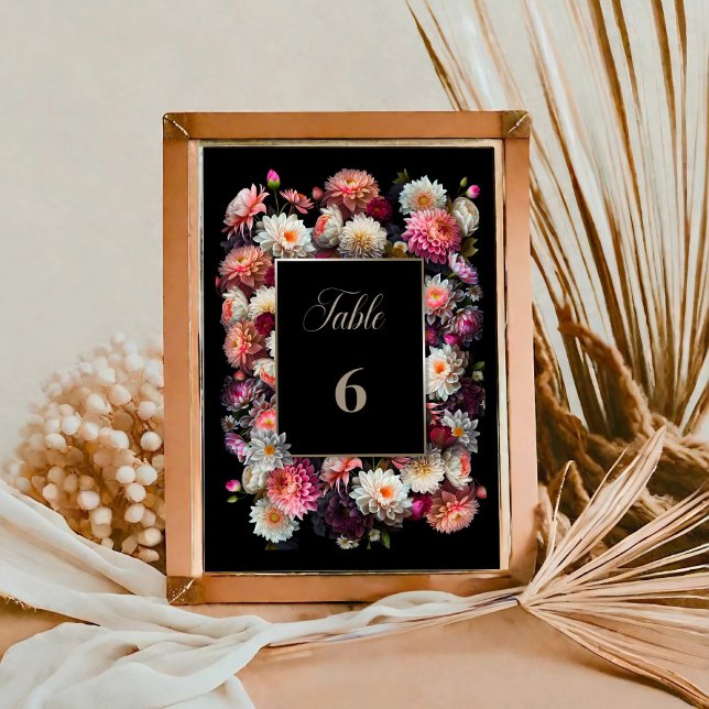 Mariage floral noir romantique Numéro de table (Créateur téléchargé)