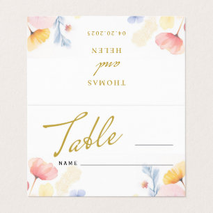 Mariage floral Numéro de table Placer la carte pli