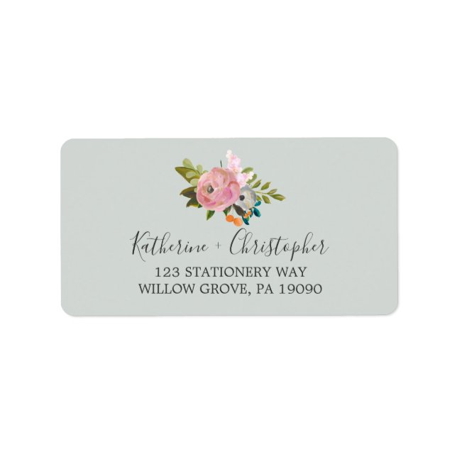 Mariage floral peint Étiquettes de adresse RSVP (Devant)