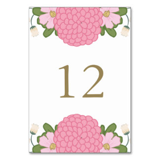 Mariage floral Peony Cartes Numéro de tableau