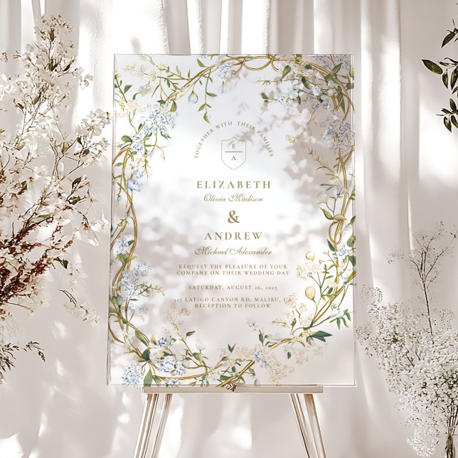 Mariage floral romantique avec Monogram Crest (Créateur téléchargé)