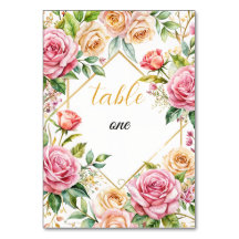 Mariage floral romantique Numéro de table