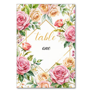 Mariage floral romantique Numéro de table
