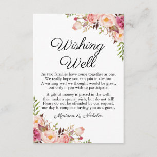 Mariage floral rose rustique souhaitant les cartes