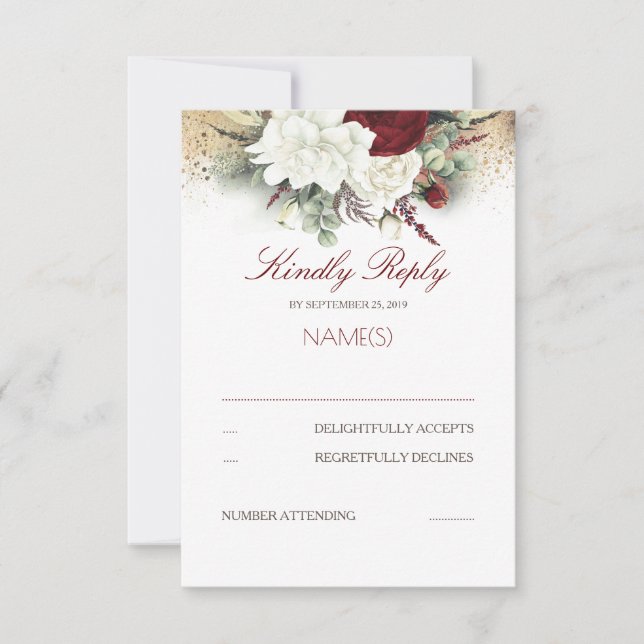 Mariage floral rouge et blanc Bourgogne RSVP (Devant)