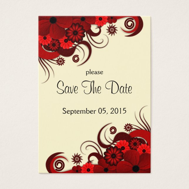 Mariage floral rouge et blanc Enregistrer les cart (Devant)