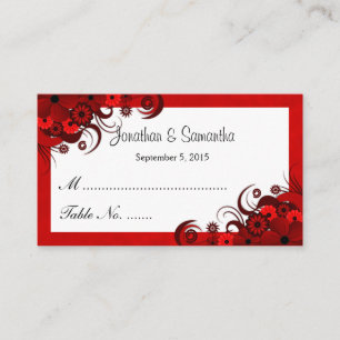 Mariage floral rouge et blanc Table Place Cartes