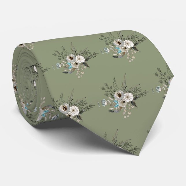 Mariage floral rustique Sage Cravate (Roulé)