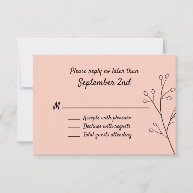 Mariage floral simple Blush RSVP (Devant)