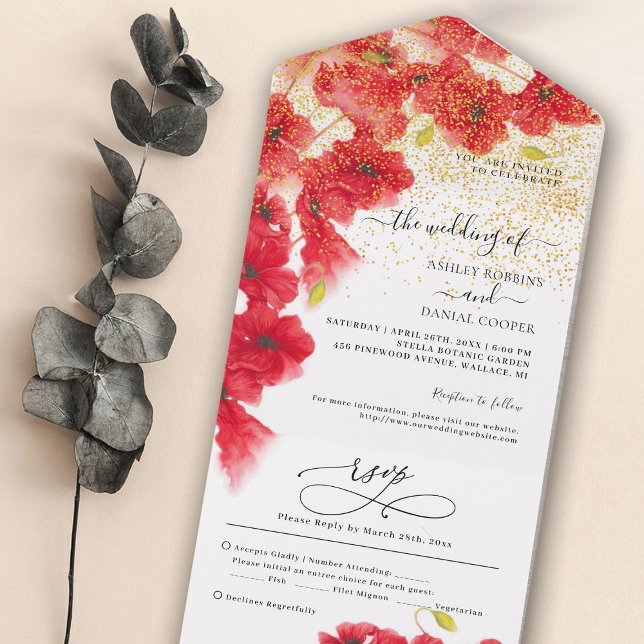 Mariage Floral Tout en une invitation (Créateur téléchargé)