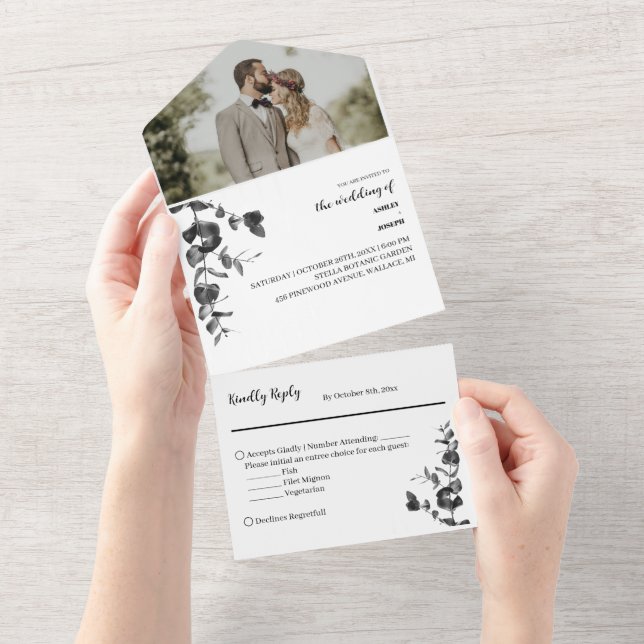 Mariage Floral Tout en une invitation (Déchirure)