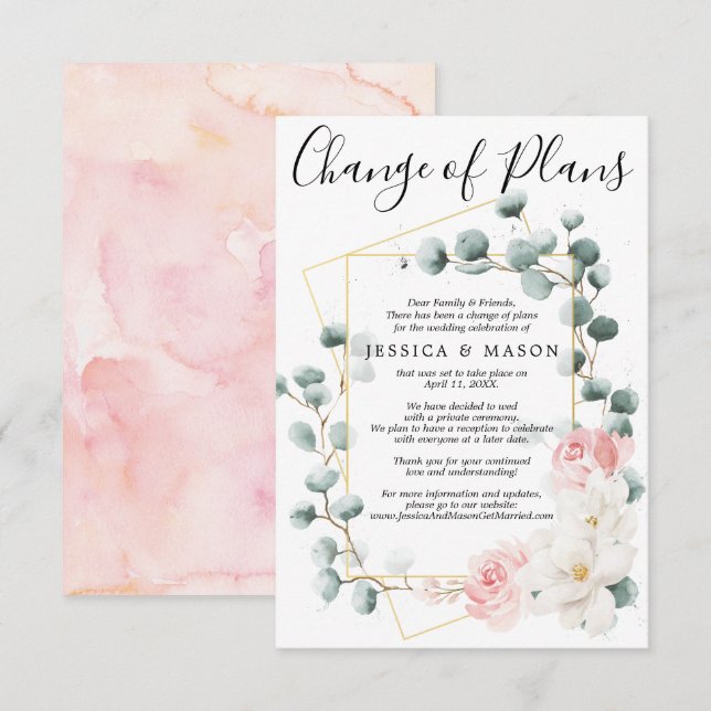 Mariage floral verdoyant Faire-part reportée (Devant / Derrière)