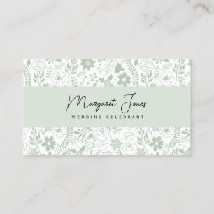 Mariage floral vert Sage Carte de visite célébré