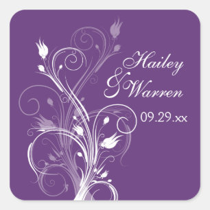 Mariage floral violet et blanc Favoriser Sticker 2