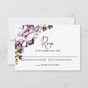 Mariage floral violet rustique RSVP