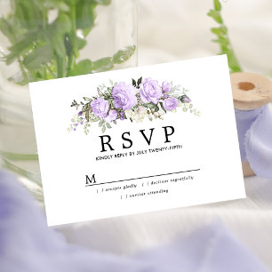 Mariage floral violet rustique RSVP