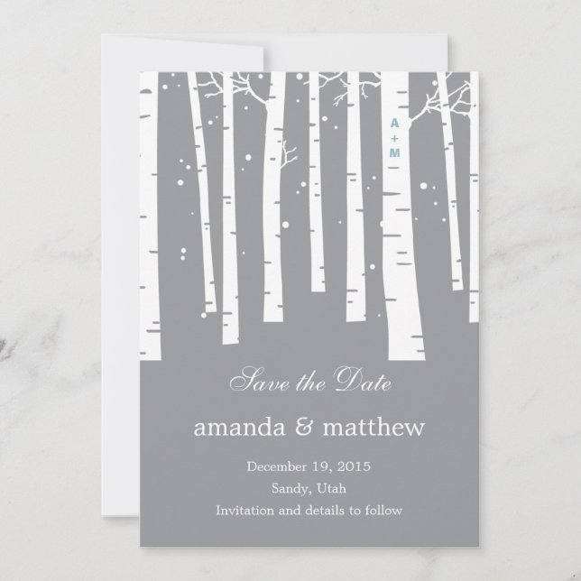 Mariage Forêt D'Hiver Enregistrer Les Cartes De Da (Devant)