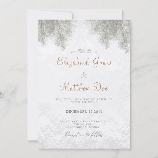 Mariage Forêt Un Mariage D'Hiver Invitation Rustiq (Devant)