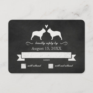 Mariage Français Buldog Silhouettes Réponse RSVP