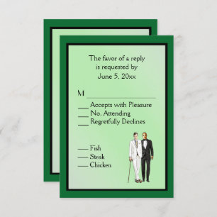 Mariage gai vert simple RRSVP avec choix de menu