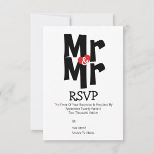 Mariage gay RSVP Bold Mr et Mr Personnalisé
