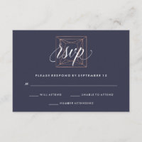 Mariage géométrique en diamant RSVP sur le bleu de