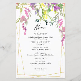 Mariage géométrique Fleur sauvage coloré Menu II
