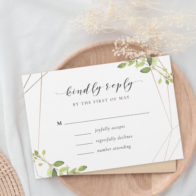 Mariage géométrique moderne de verdure RSVP (Créateur téléchargé)