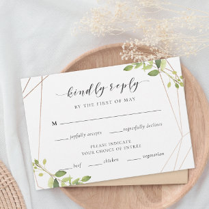 Mariage Géométrique moderne RSVP Meal Choice