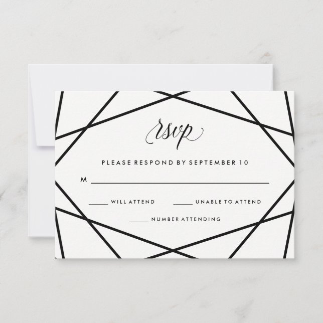 Mariage géométrique noir et blanc RSVP (Devant)