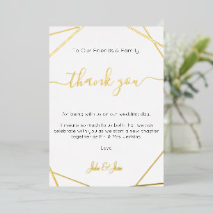 Mariage géométrique or merci Carte de table