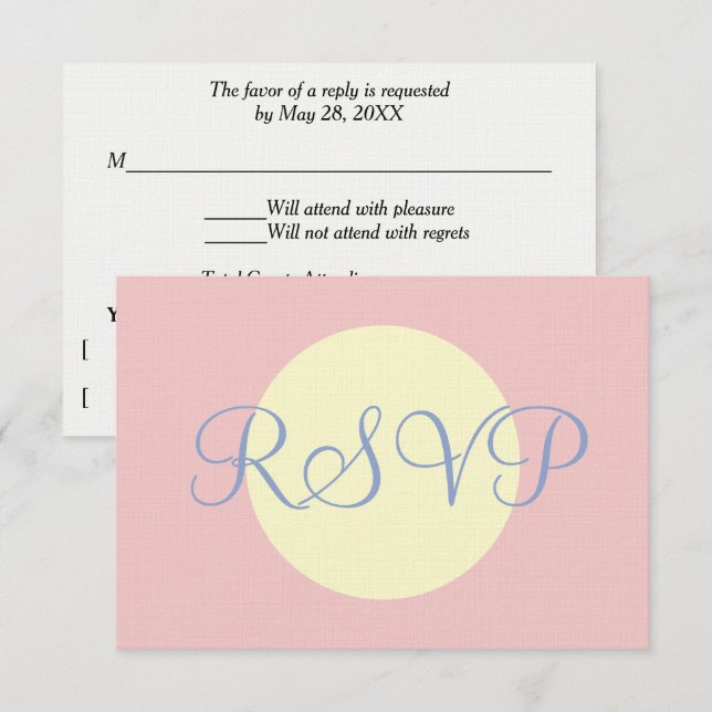 Mariage géométrique Rose bleu pastel doux RSVP (Devant / Derrière)