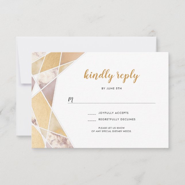 Mariage géométrique rsvp | marbre faux or (Devant)