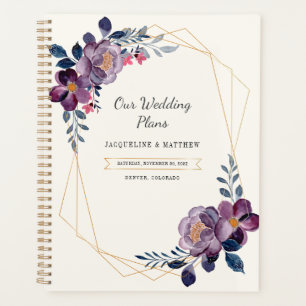 Mariage géométrique Script Floral Violet