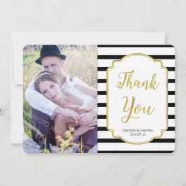 Mariage Gold Black Stripes Cartes photos Mercis