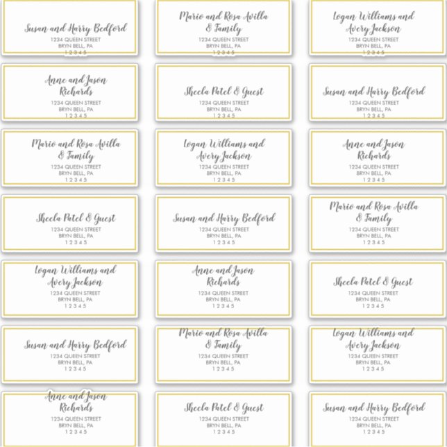 Mariage Gold Confetti Étiquettes de adresse invité (Devant)