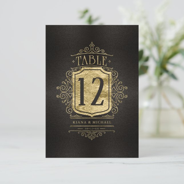 Mariage Gold Filigree fin Numéro de table ID871 (Debout devant)