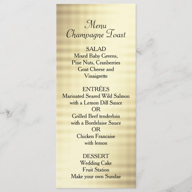 Mariage, Gold Foil, menu personnalisé (Devant)