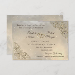 Mariage Gold Hearts & Registre Invitation