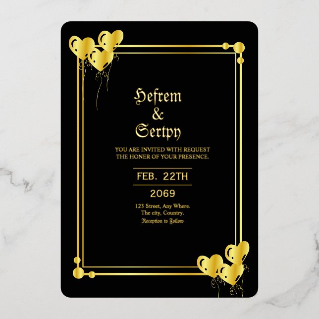 Mariage Gold Luxury Gold Foil Invitation Card (Recto)