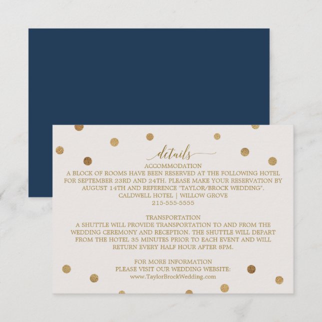 Mariage Gold Pois Détails Carte de boîtier (Devant / Derrière)