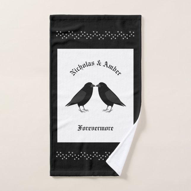 Mariage gothique Baiser Ravens Personnalisé (Serviette à main)